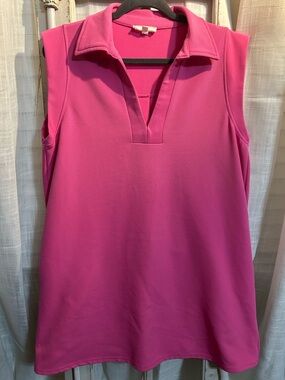 entro Bright Fuchsia PINK  Polo Tunic dress preppy golf textured dress party